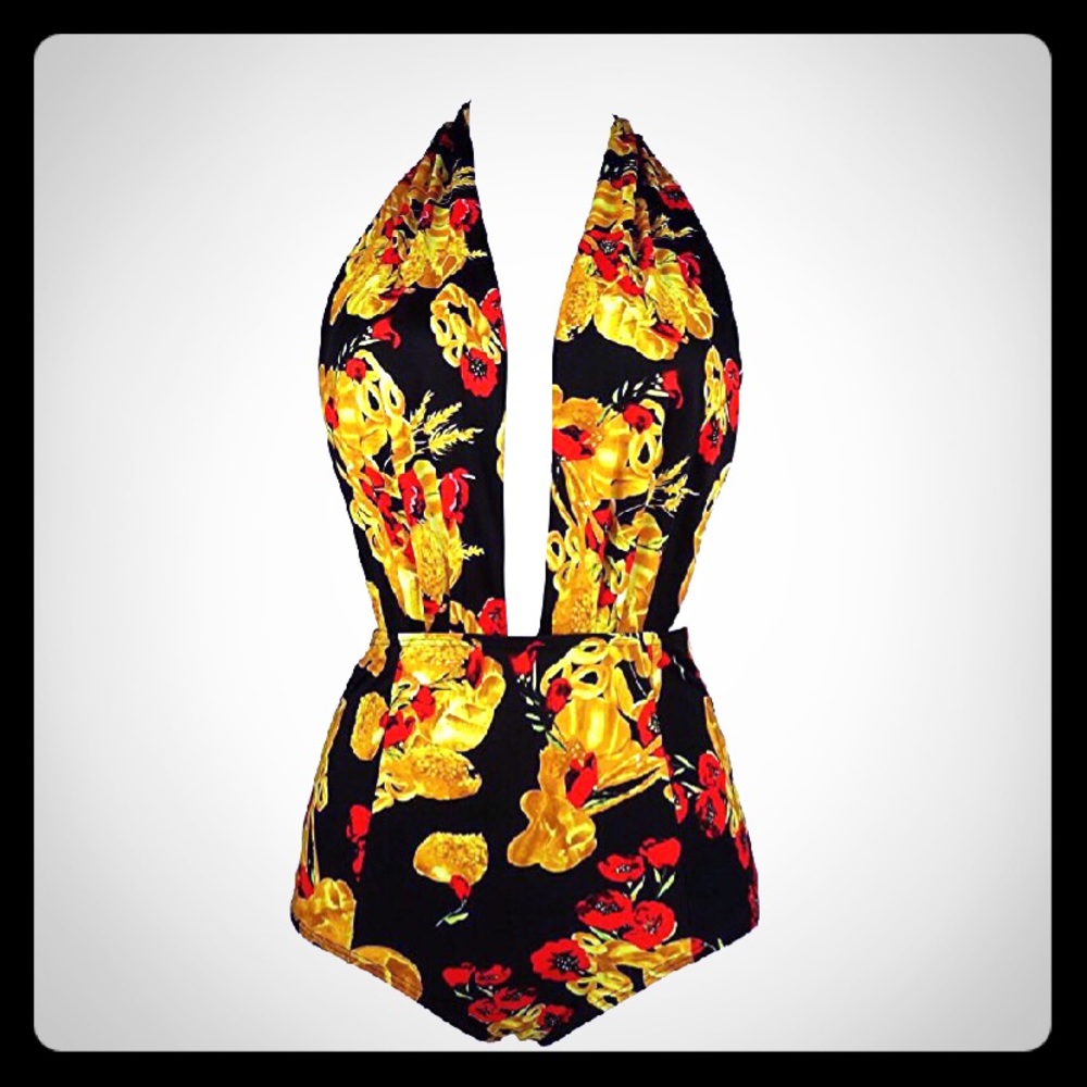 COCOSHIP Retro One Piece Swimsuit-NEW- Size L